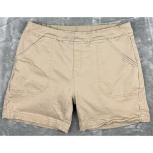 Nautica Jeans Khaki Shorts Womens Large Tan Casual Stretch Flat Front